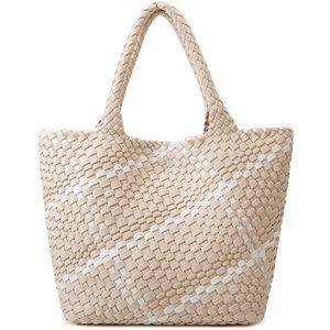Fashion Woven Tote Bag, Sr Bag Soft Vegan Leather Hand-Woven >:(